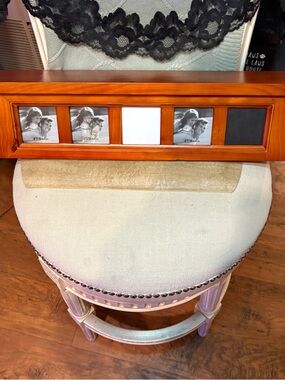 22’ Wall Hanging Wooden Shelf W/5 2.5x2.5’ Picture Framed Border W/glass Inserts